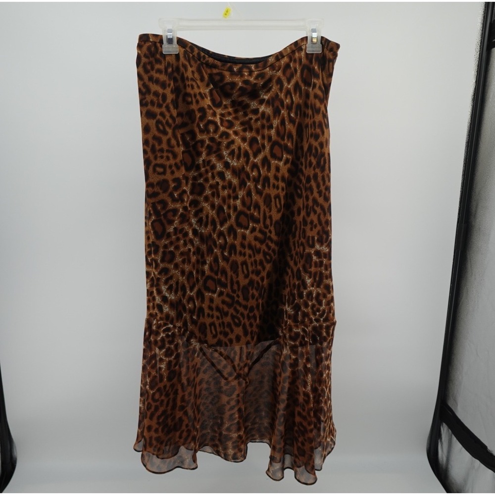 Zero Zero Maternity Leopard Print High Low Chiffon Midi Skirt Brown Large